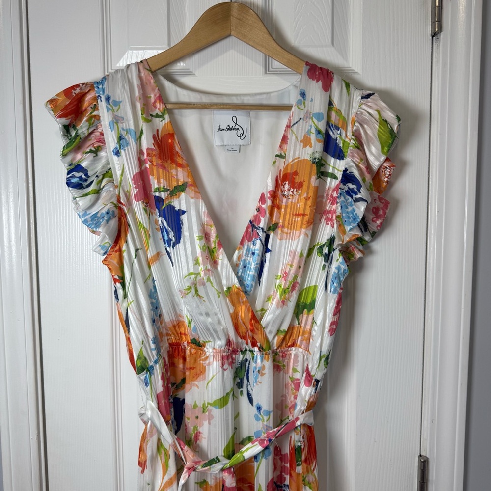 Sam Edelman V-Neck Floral Midi Maxi Dress in White/Multi Size 14 - Picture 3 of 11